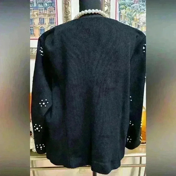 LESLIE FAYE VINTAGE BLACK PEARL DRESSY OFFICE UNION MADE ILGWU SWEATER SIZE 18W🖤 - Picture 5 of 11